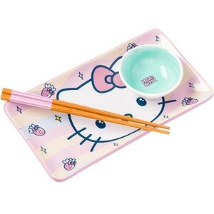Hello Kitty Ceramic Sushi Plate Set with Pink Accents